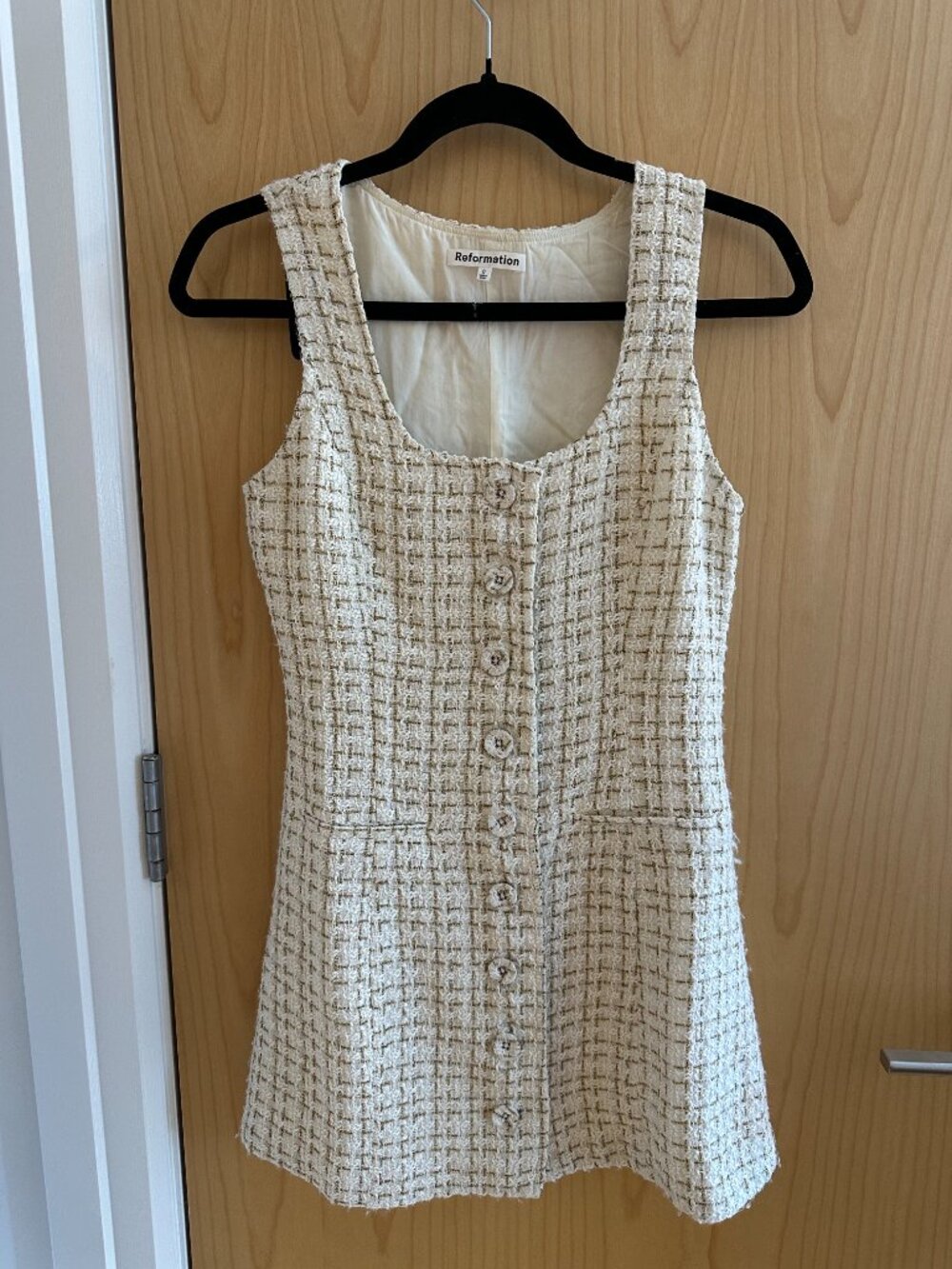 White Tweed Mini Dress, Size 0
